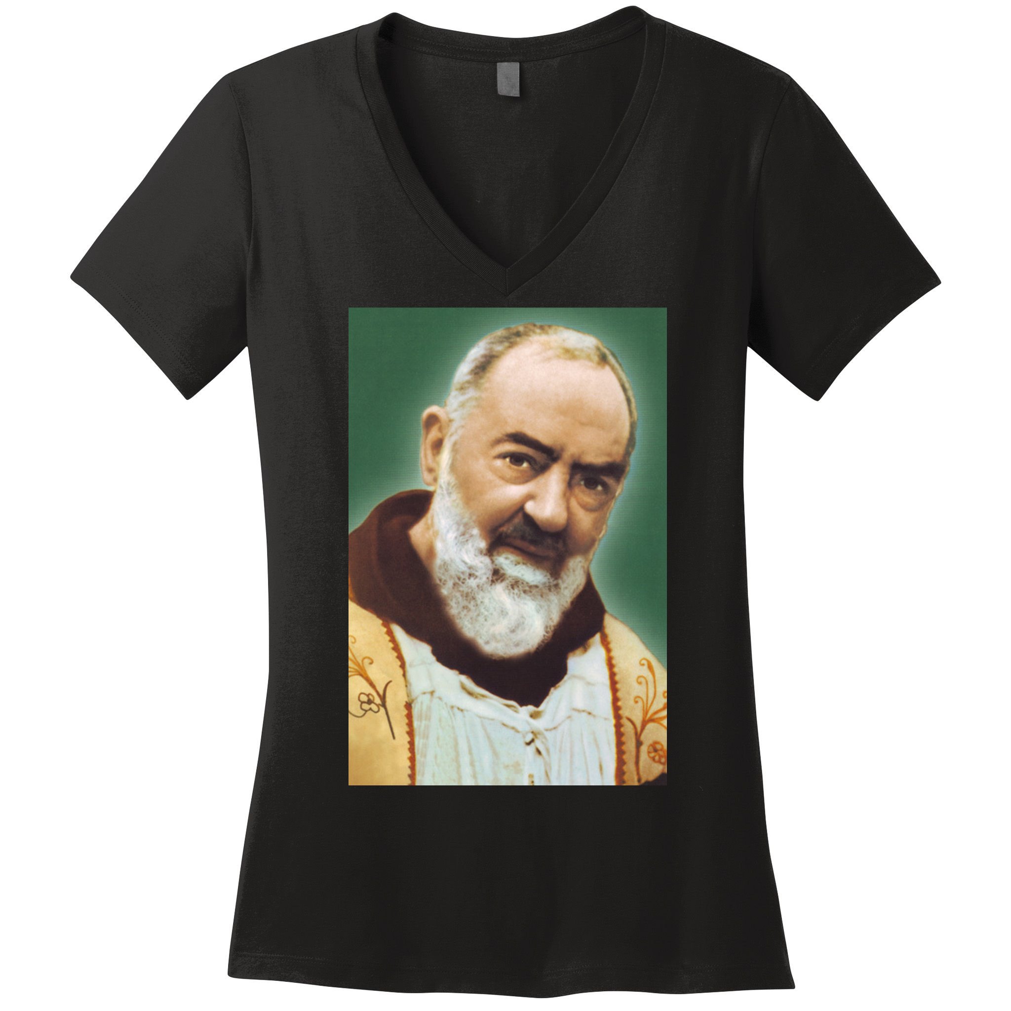 Saint Padre Pio Art Women's V-Neck T-Shirt