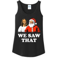 Santa And Jesus We Saw That Merry Christmas Funny Christian Ladies Essential Tank