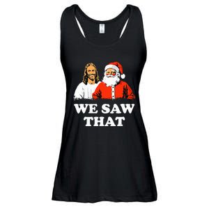 Santa And Jesus We Saw That Merry Christmas Funny Christian Ladies Essential Flowy Tank