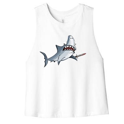 Shark Attack Jack Women's Racerback Cropped Tank