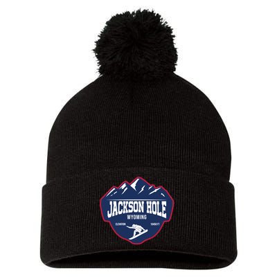 Ski At Jackson Hole Wyoming Pom Pom 12in Knit Beanie