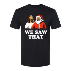 Santa And Jesus We Saw That Merry Christmas Funny Christian Softstyle CVC T-Shirt