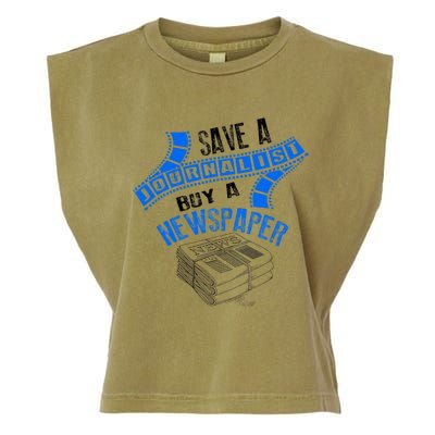 Save A Journalist Buy A Newspaper Cute Journalism Gift  Garment-Dyed Women's Muscle Tee