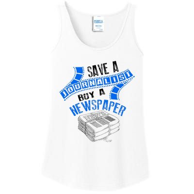 Save A Journalist Buy A Newspaper Cute Journalism Gift  Ladies Essential Tank