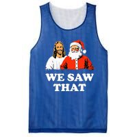 Santa And Jesus We Saw That Merry Christmas Mesh Reversible Basketball Jersey Tank