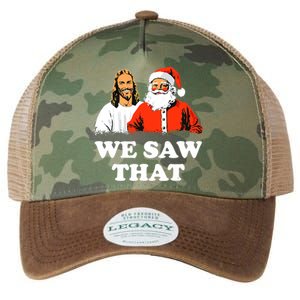 Santa And Jesus We Saw That Merry Christmas Funny Christian Legacy Tie Dye Trucker Hat