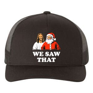 Santa And Jesus We Saw That Merry Christmas Funny Christian Yupoong Adult 5-Panel Trucker Hat