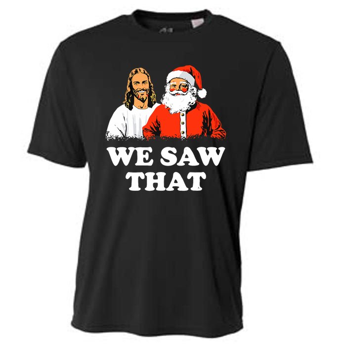 Santa And Jesus We Saw That Merry Christmas Funny Christian Cooling Performance Crew T-Shirt