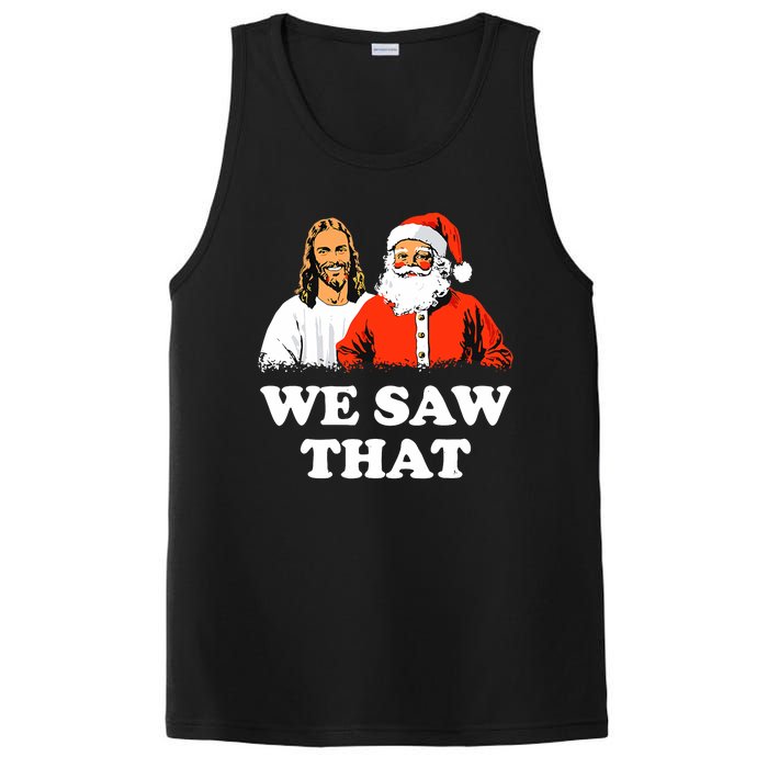 Santa And Jesus We Saw That Merry Christmas Funny Christian PosiCharge Competitor Tank