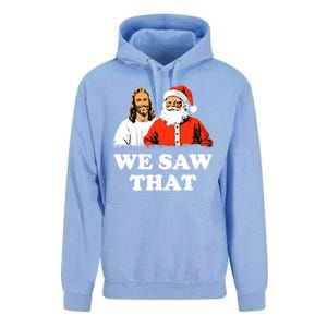 Santa And Jesus We Saw That Merry Christmas Funny Christian Unisex Surf Hoodie