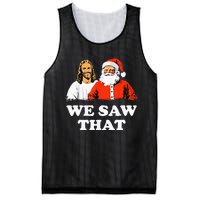 Santa And Jesus We Saw That Merry Christmas Funny Christian Mesh Reversible Basketball Jersey Tank