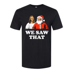 Santa And Jesus We Saw That Merry Christmas Funny Christian Softstyle CVC T-Shirt