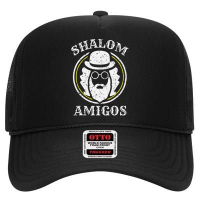 Shalom Amigos Jewish Shabbat Yiddish Hebrew Hanukkah  High Crown Mesh Back Trucker Hat