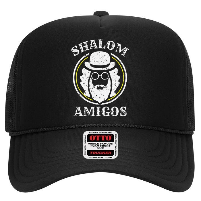 Shalom Amigos Jewish Shabbat Yiddish Hebrew Hanukkah  High Crown Mesh Back Trucker Hat