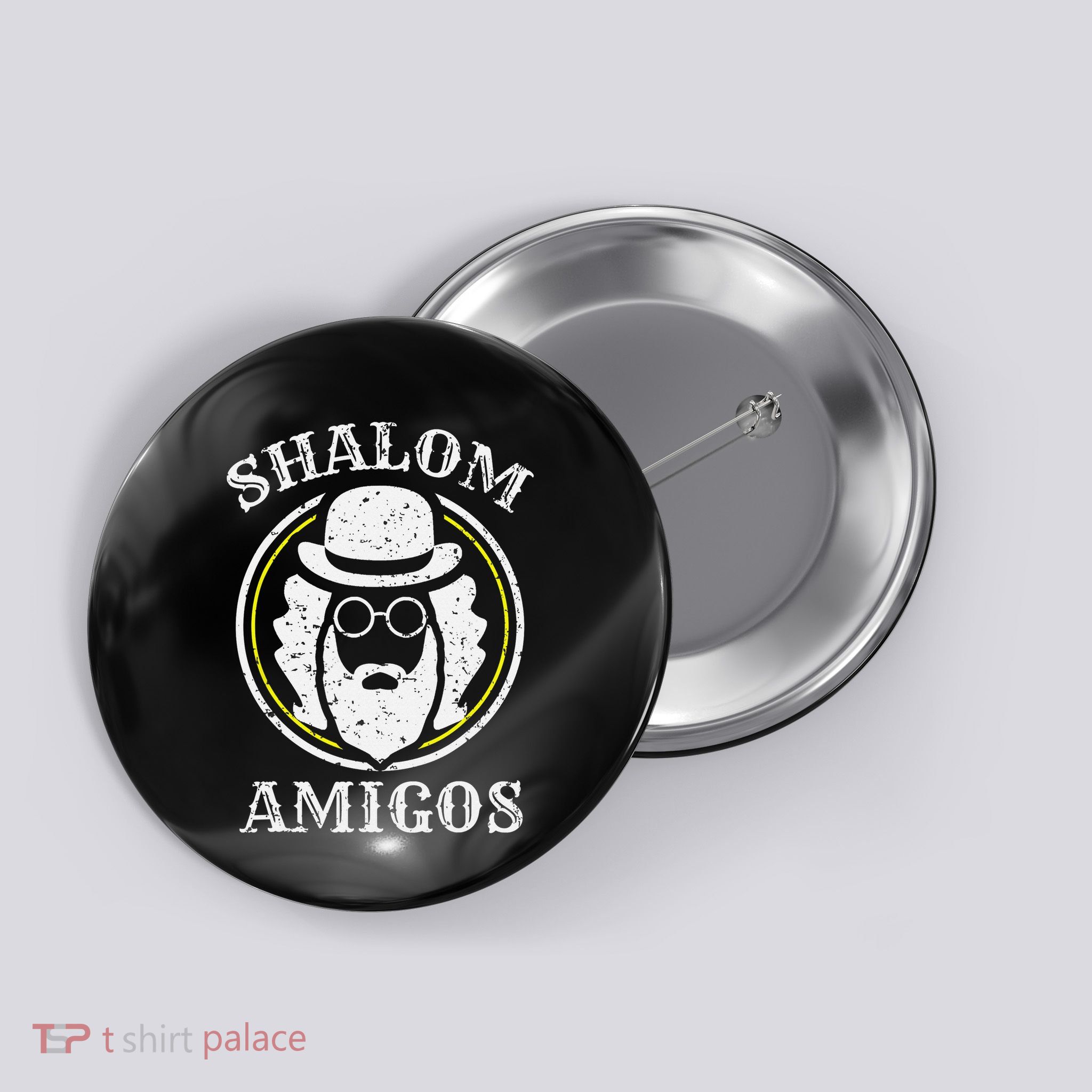 Shalom Amigos Jewish Shabbat Yiddish Hebrew Hanukkah  Button