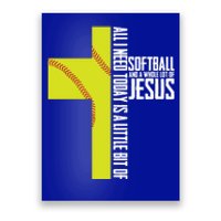 Softball And Jesus Gift Sport Religious Poster