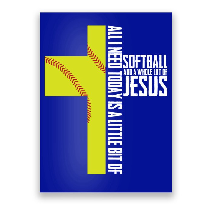 Softball And Jesus Gift Sport Religious Poster