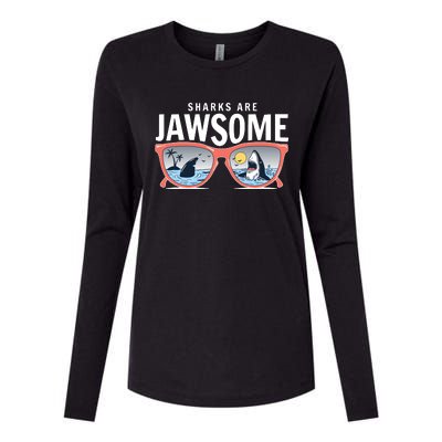 Sharks Are Jawsome Sunglasses Beach Ocean Week Womens Cotton Relaxed Long Sleeve T-Shirt