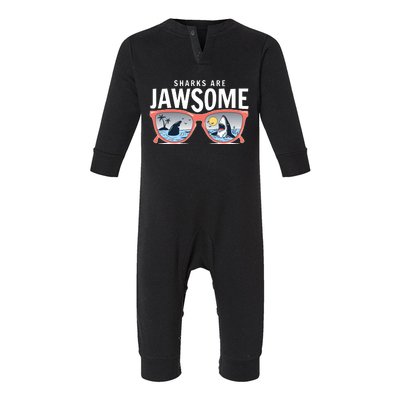 Sharks Are Jawsome Sunglasses Beach Ocean Week Infant Fleece One Piece