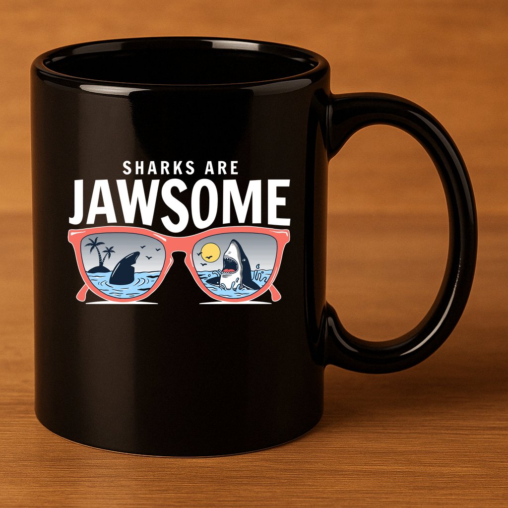 Sharks Are Jawsome Sunglasses Beach Ocean Week 11oz C Handle Ceramic Mug