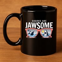 Sharks Are Jawsome Sunglasses Beach Ocean Week 11oz C Handle Ceramic Mug