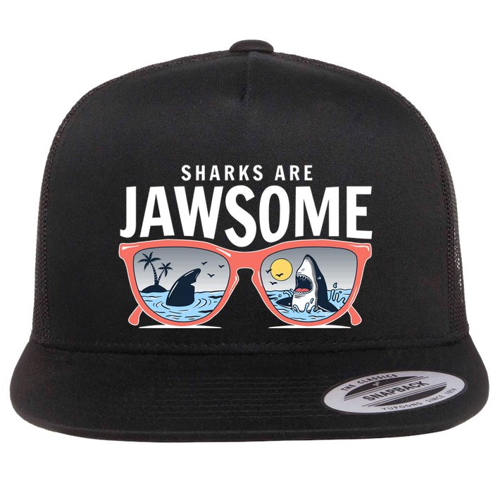 Sharks Are Jawsome Sunglasses Beach Ocean Week Flatbill Hat