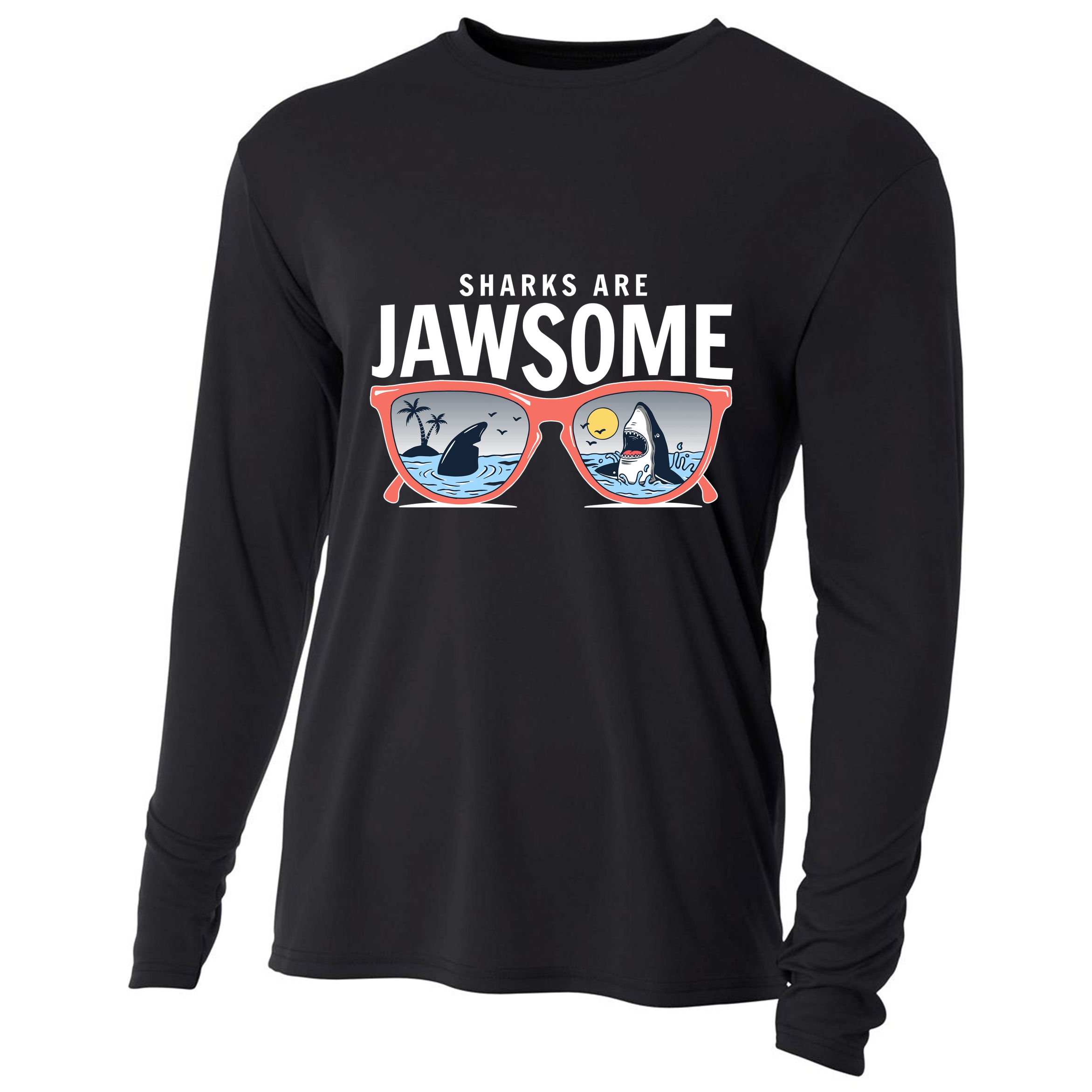 Sharks Are Jawsome Sunglasses Beach Ocean Week Cooling Performance Long Sleeve Crew
