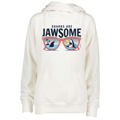 Sharks Are Jawsome Sunglasses Beach Ocean Week Womens Funnel Neck Pullover Hood