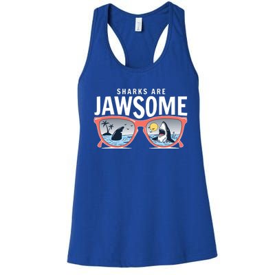 Sharks Are Jawsome Sunglasses Beach Ocean Week Women's Racerback Tank