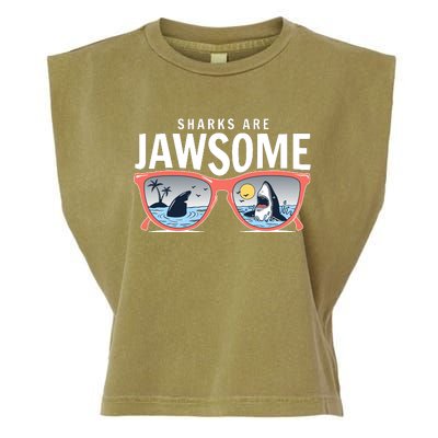 Sharks Are Jawsome Sunglasses Beach Ocean Week Garment-Dyed Women's Muscle Tee