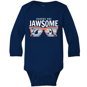 Sharks Are Jawsome Sunglasses Beach Ocean Week Baby Long Sleeve Bodysuit