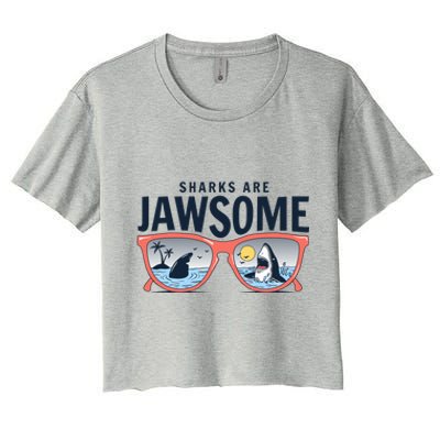 Sharks Are Jawsome Sunglasses Beach Ocean Week Women's Crop Top Tee