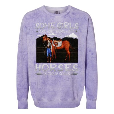 Some Are Just Born With Horses In Their Souls Colorblast Crewneck Sweatshirt