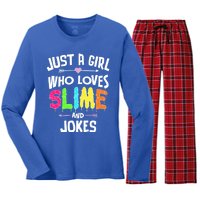 Slime And Jokes Funny Gift Gift Women's Long Sleeve Flannel Pajama Set 