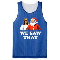 Santa And Jesus We Saw That Merry Christmas Funny Christian Cute Gift Mesh Reversible Basketball Jersey Tank