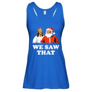 Santa And Jesus We Saw That Merry Christmas Funny Christian Gift Ladies Essential Flowy Tank