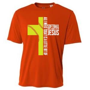 Softball And Jesus Gift Sport Religious Cooling Performance Crew T-Shirt