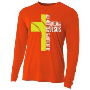 Softball And Jesus Gift Sport Religious Cooling Performance Long Sleeve Crew