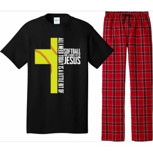 Softball And Jesus Gift Sport Religious Pajama Set