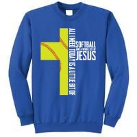 Softball And Jesus Gift Sport Religious Sweatshirt