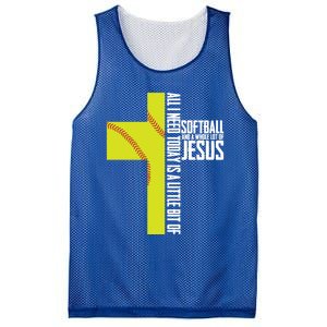 Softball And Jesus Gift Sport Religious Mesh Reversible Basketball Jersey Tank