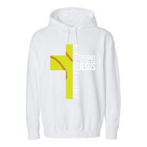 Softball And Jesus Gift Sport Religious Garment-Dyed Fleece Hoodie