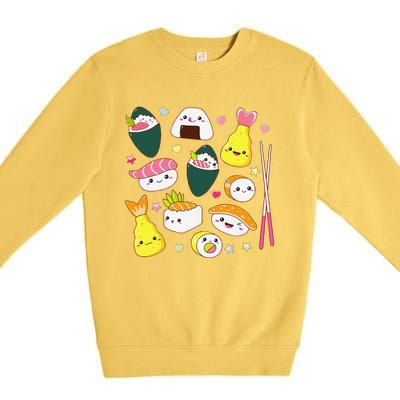 Sushi Anime Kawaii Set Japanese Food Lover  Premium Crewneck Sweatshirt