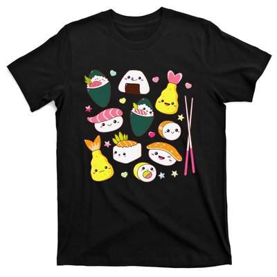 Sushi Anime Kawaii Set Japanese Food Lover  T-Shirt