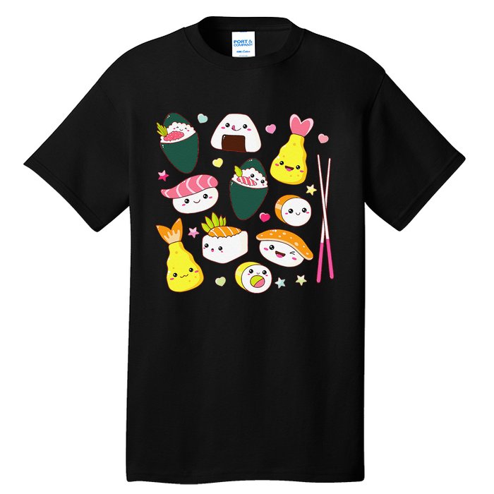 Sushi Anime Kawaii Set Japanese Food Lover  Tall T-Shirt