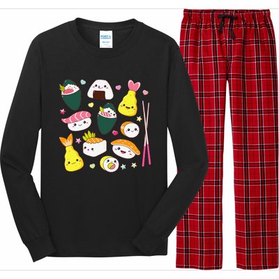 Sushi Anime Kawaii Set Japanese Food Lover  Long Sleeve Pajama Set