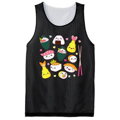 Sushi Anime Kawaii Set Japanese Food Lover  Mesh Reversible Basketball Jersey Tank