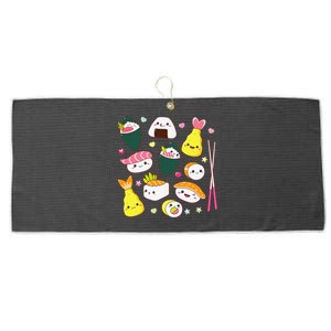 Sushi Anime Kawaii Set Japanese Food Lover  Large Microfiber Waffle Golf Towel