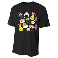 Sushi Anime Kawaii Set Japanese Food Lover  Performance Sprint T-Shirt