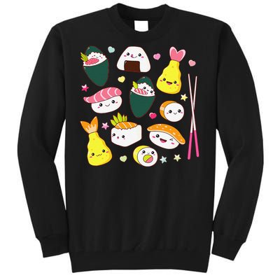 Sushi Anime Kawaii Set Japanese Food Lover  Tall Sweatshirt